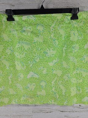 VINTAGE Lilly Pulitzer Skirt Size 14 Green Animal Zoo Palm Print White Label EUC